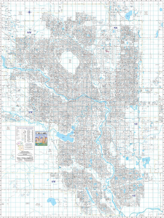 Calgary Black & White Wall Map