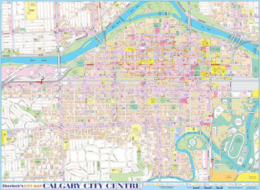 Calgary City Centre Wall Map
