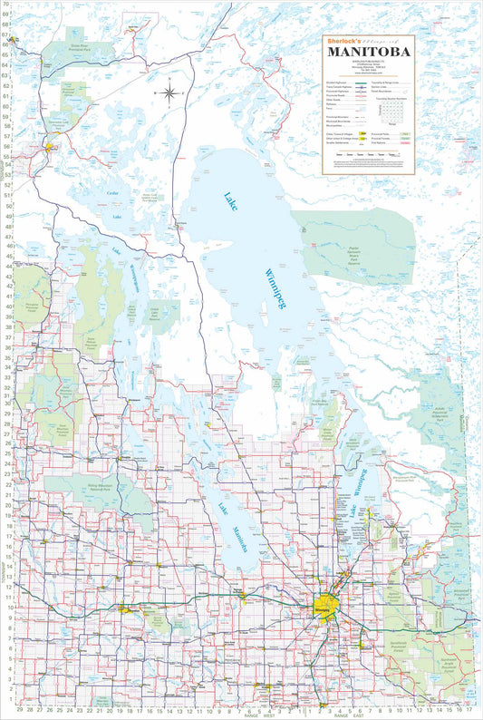 Manitoba South Colour Wall Map