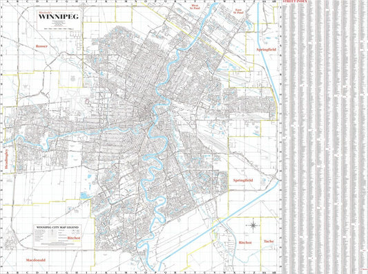 Winnipeg Black & White Wall Map