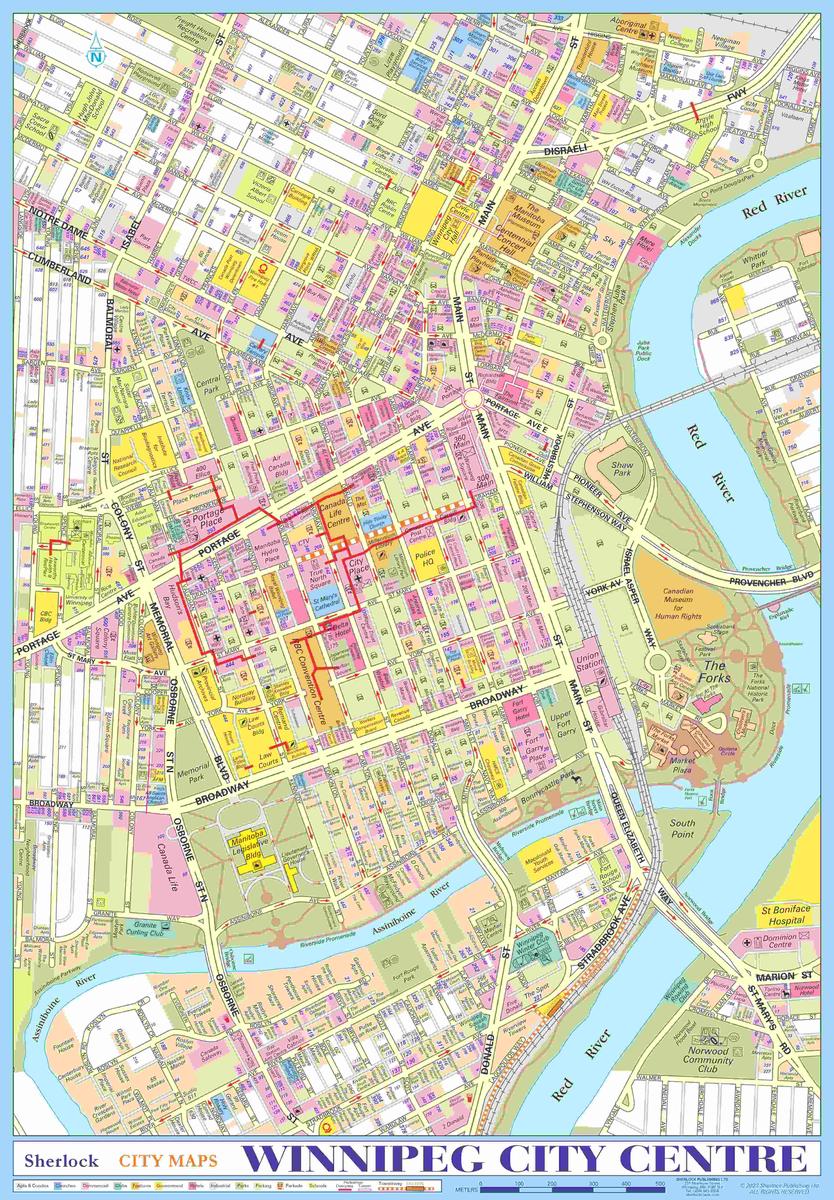 Winnipeg City Centre Wall Map