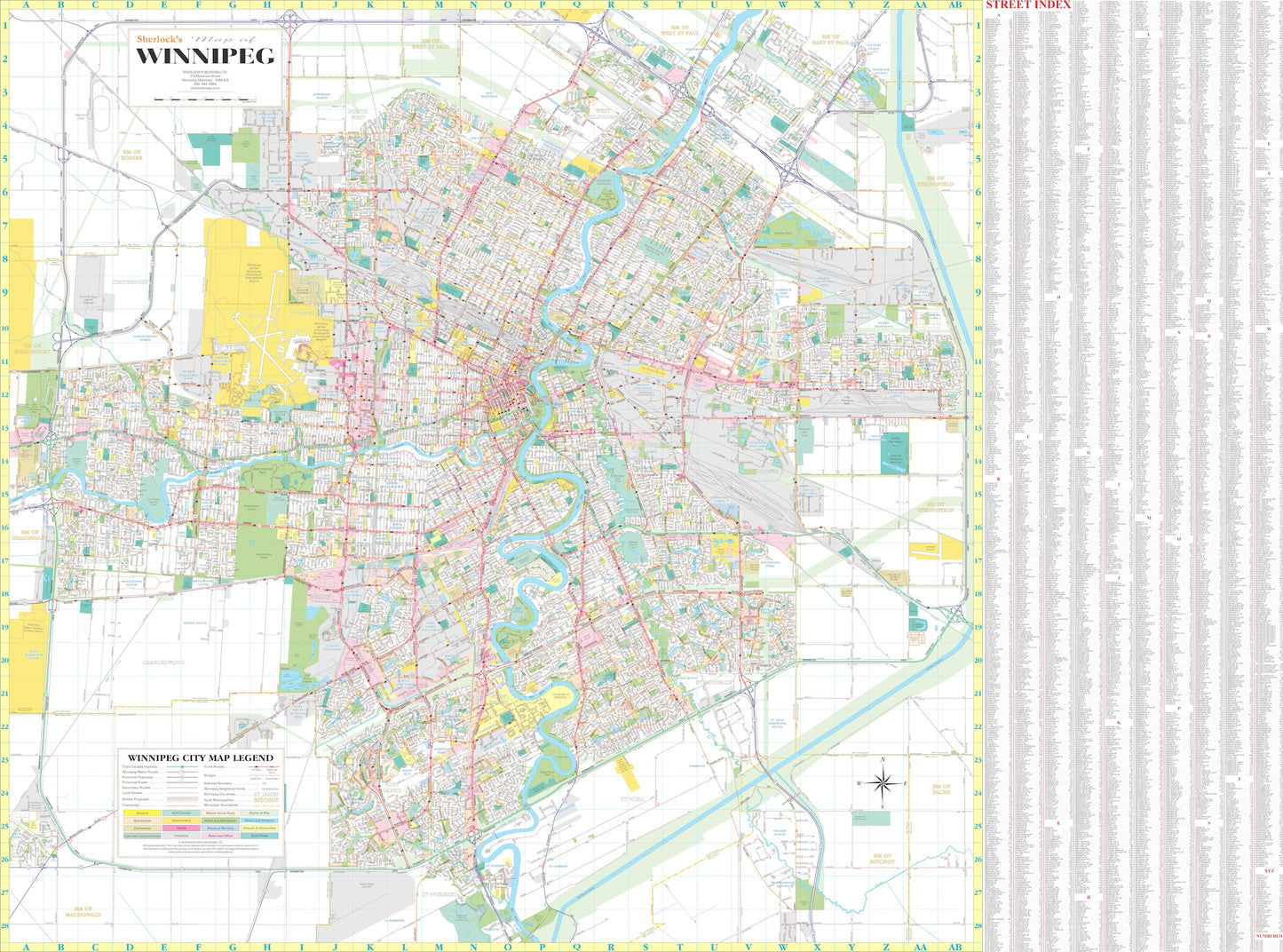 Winnipeg Colour Wall Map