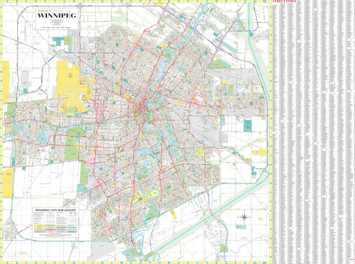 Winnipeg Colour Wall Map