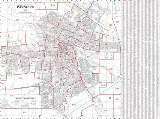 Winnipeg Postal Code Wall Map with FSA Boundaries